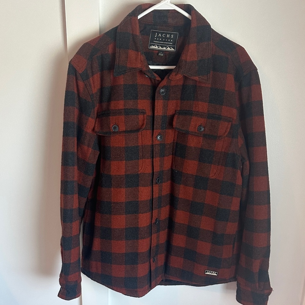 Jachs Men's Rust and Black Checkered Shirt Jacket